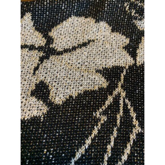Vintage Excelsior Sweater Top Floral Print Black Gray Gold Accent - Picture 6 of 10